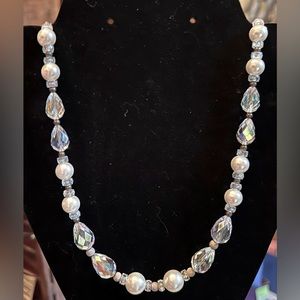 Glam Faceted Crystal & Pearl graduated bead necklace